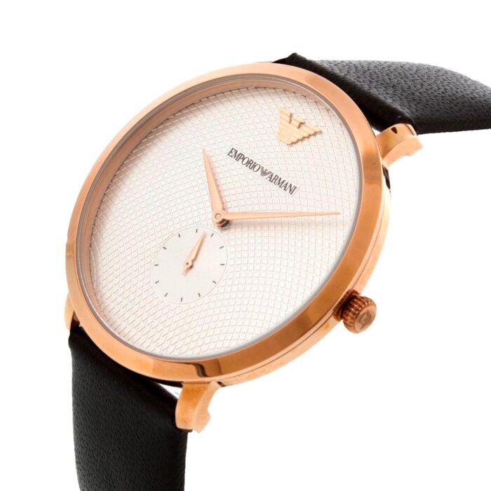 Emporio Armani Modern Slim Analog Silver Dial Brown Leather Strap Watch For Men - AR11163 - Image 4